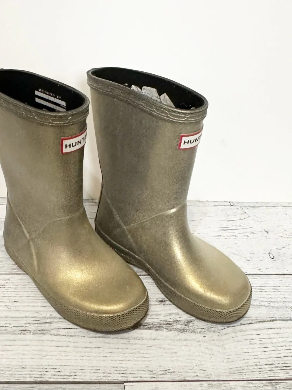 Hunter Kids Metallic  Gold Rain Boots